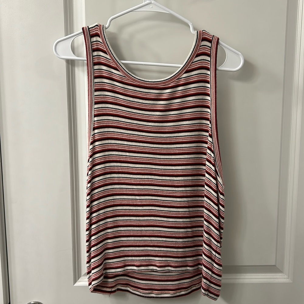 Women’s American Eagle Striped Ribbed Flowy Tank Top (XL)